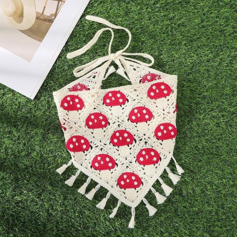 Women Tassels Hairband Wrap Elegant Mushroom Headwraps Elaborate Head Scarf Turbans Bandanas Hairband for Vacation