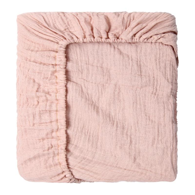 100% Baumwolle Knittermusselin Spannbettlaken für Säuglinge und Babys Weich Atmungsaktiv Einfarbig Baby Stubenwagen Matratzenbezug Bettwäsche