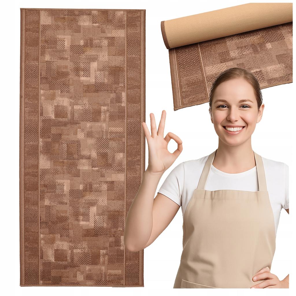 [5] COLORADO BROWN 67x200cm Anti-slip Rug D7563