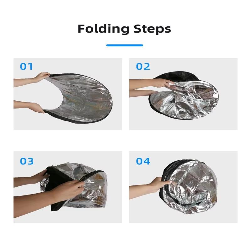 5 In 1 Round Portable Reflector, Multi Color Outdoor Collapsible Diffuser Photography Light Reflectors For Studio Photo 110CM