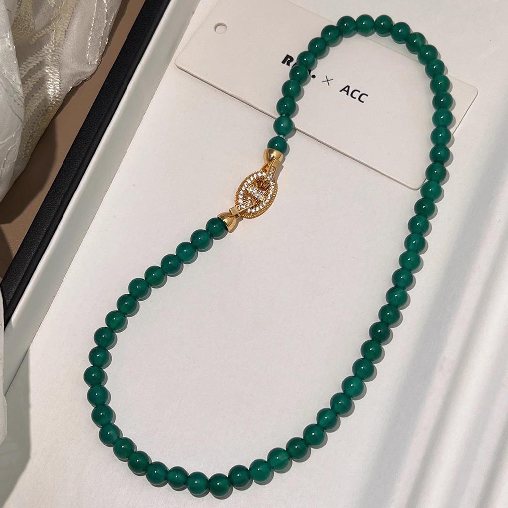 New Arrival 100% Natural Green Chalcedony 14K Gold Filled Female Beads Chain Necklace Promotion For Women Birthday Gifts