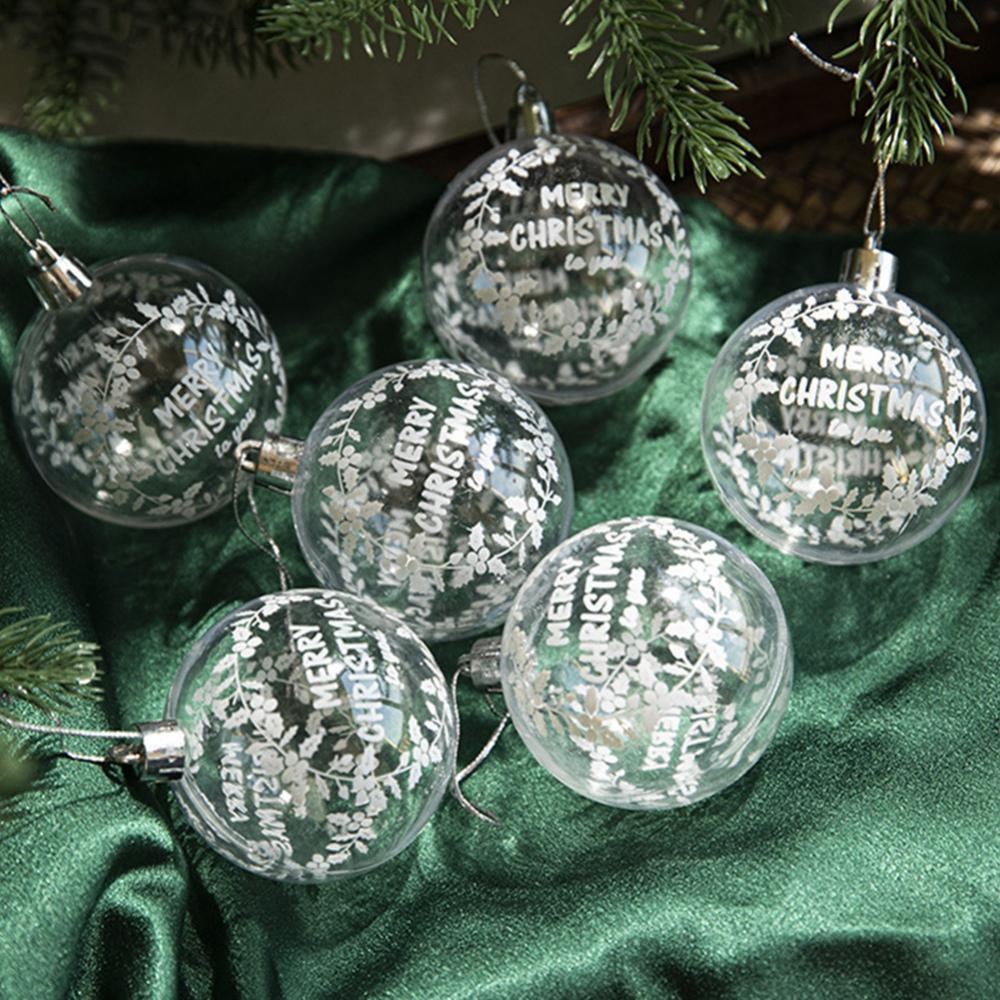 6 szt./pudełko Ozdoba choinkowa Przezroczyste bombki świąteczne Ozdoby do zawieszenia na Boże Narodzenie