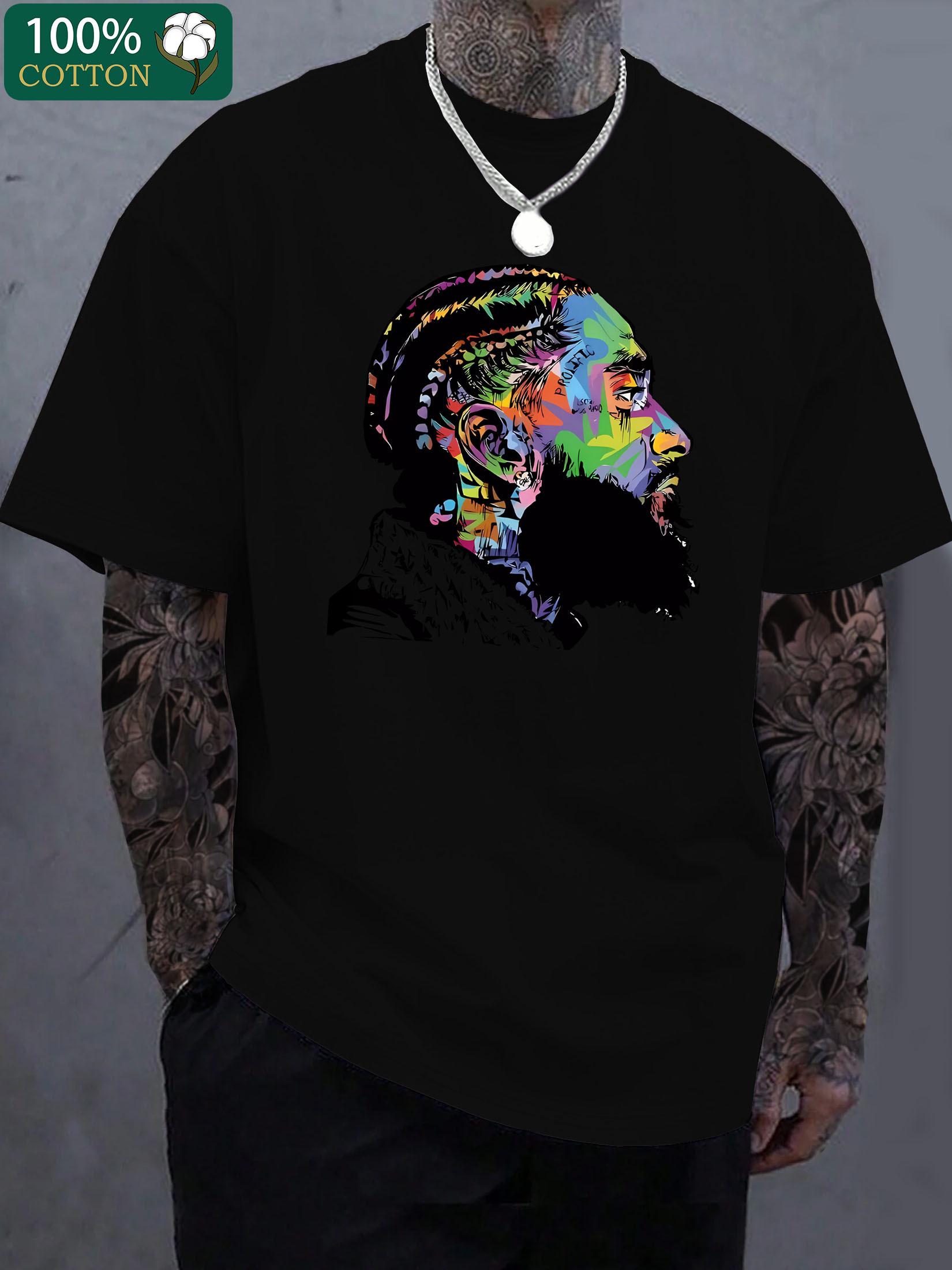 

Мужская модная повседневная футболка, 220 г, утолщенная, с коротким рукавом, всесезонная трикотажная ткань с небольшой растяжимостью, футболка с принтом стандартного кроя XXXXXL чёрный