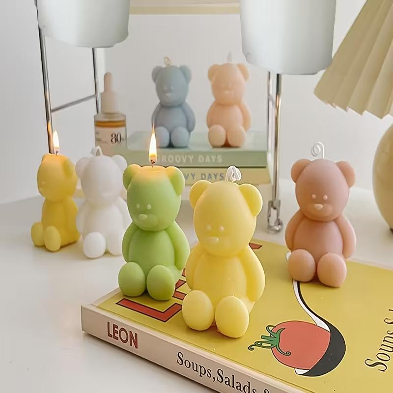 3D Cute Cartoon Bear Silicone Candle Mold DIY Home Decoration Silicone Mold For Resin Teddy Bear Candle Mold