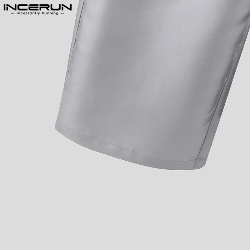 INCERUN Herren Elastische Hohe Taille Glitzer Lange Hose Lässige Gerade Hose