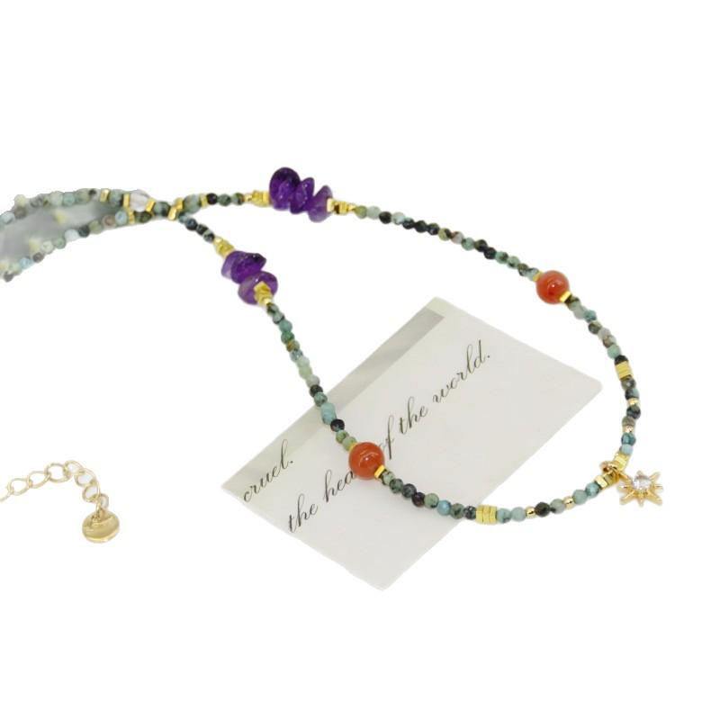 Elegant Cross-Border African Turquoise Beaded Necklace - Exquisite and Versatile Fashion Accessory