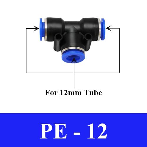 10PCS PE 4 6 8 10 12 14 16mm Pneumatic Fitting Tee 3 Way One Touch Push In AIR Hose Quick Release Fitting