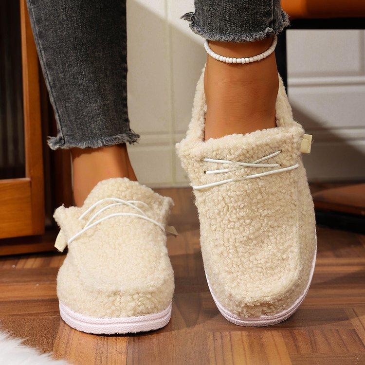 Large Size Casual Suede Light Mouth Round Head Single Shoes Autumn and Winter New Short Plush Flat Cotton Shoes Women