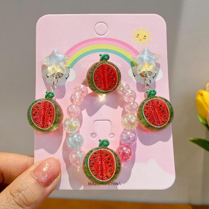 Kids Princess Jewelry Set: Necklace, Ring, Earrings, Bracelet with Cute Pearl Pendant