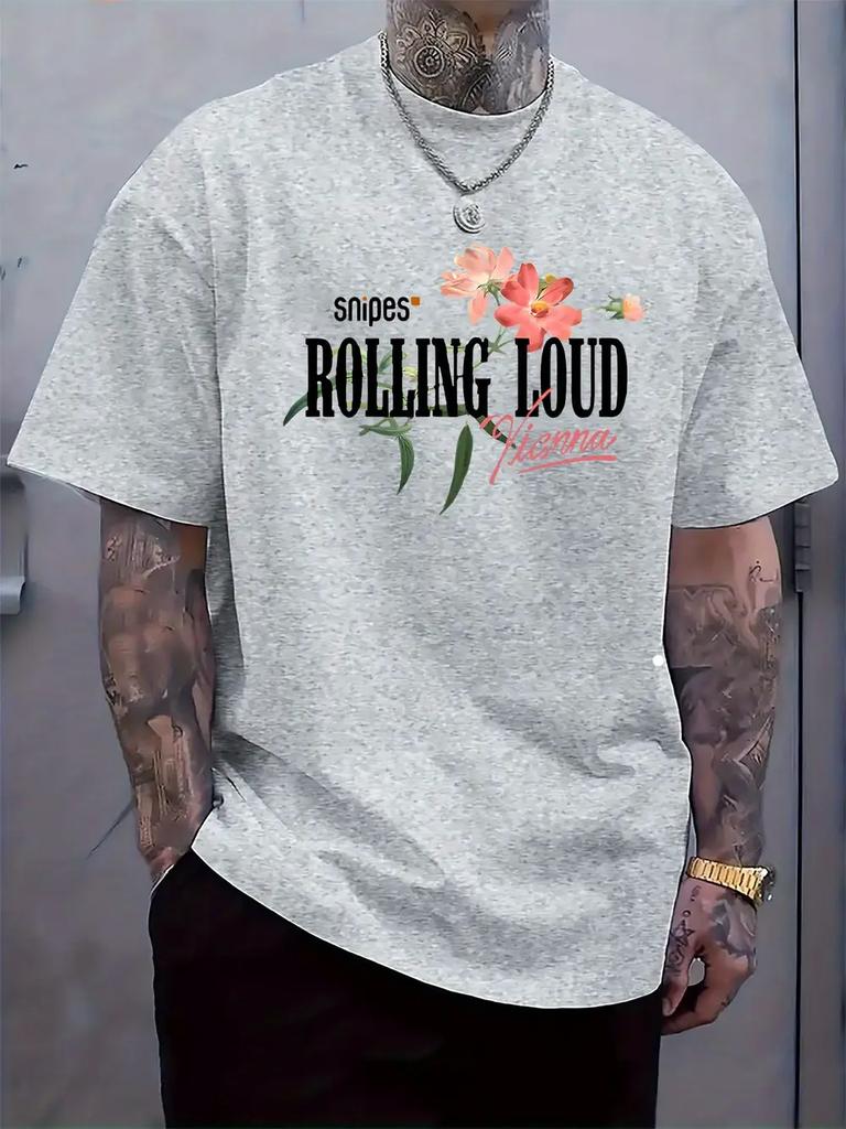 Rollg Oud Round Neck Short Sleeve T-shirt with a Stylish Logo Print