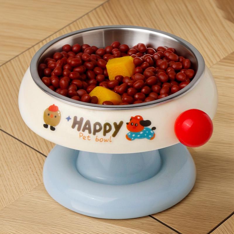 Stainless Steel Cat & Dog Food and Water Bowl with Neck Protection - Anti-Tip Design
