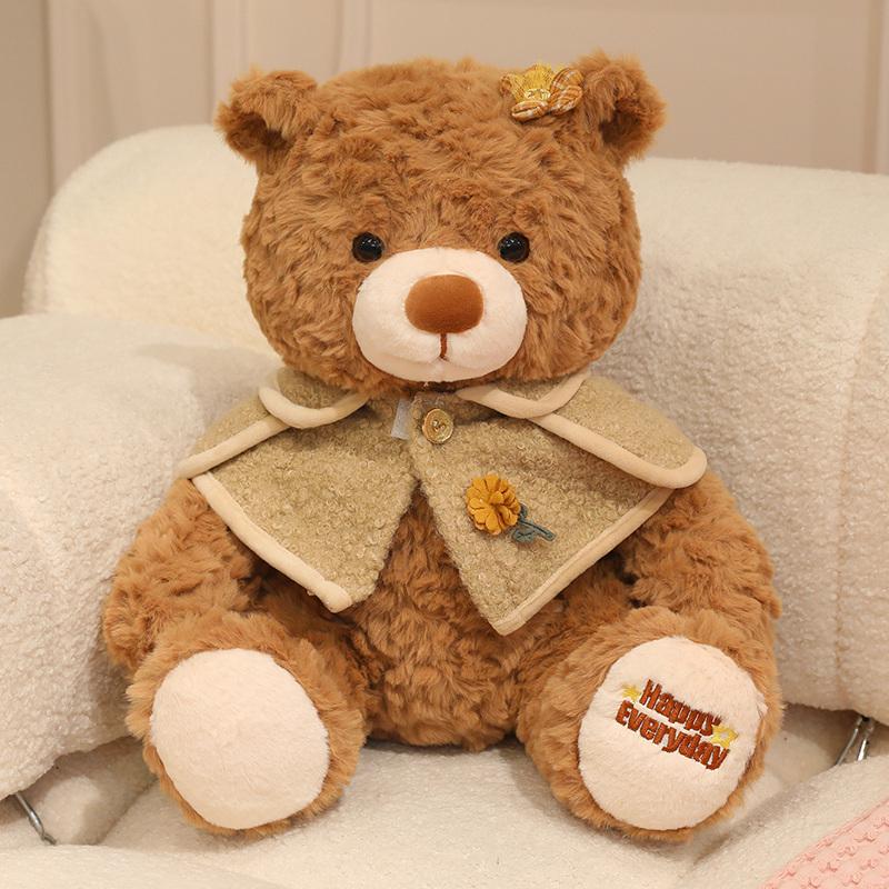 Kawaii Wearing Clothes Bear Plush Toys Soft Fluffy Cartoon Dressed Little Bear Doll Amusing Birthday Gift To Family Friends 25cm