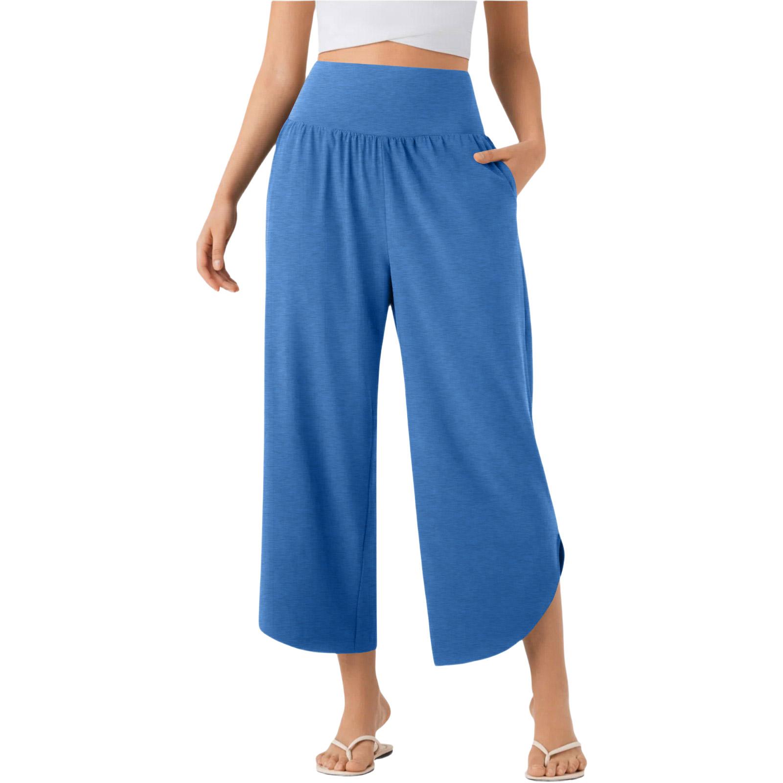 

Women s High-waisted, Tummy-control, Slit, -color Vacation Pants With Pockets L
