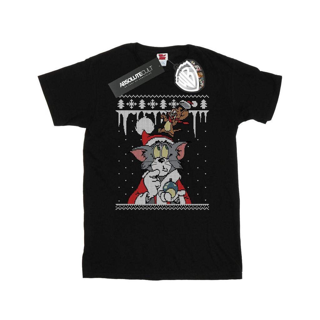 Tom And Jerry Mens Christmas Fair Isle T-Shirt