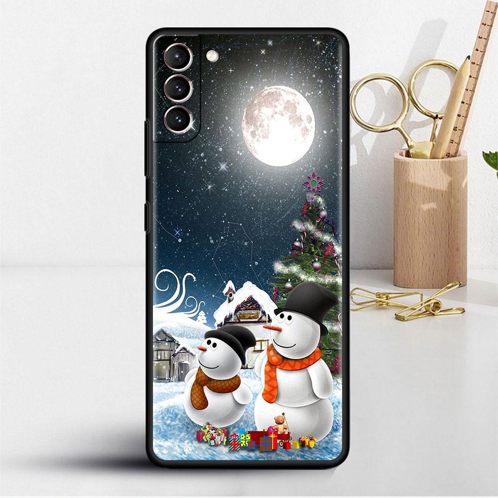Cartoon Snowman Christmas Soft Case For Samsung Galaxy S22 S20 FE S21 S10 S9 Plus S8 Note 20 Ultra 10 Lite Phone Cover Shell