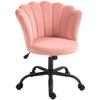 Office Chair With Petal Backrest Armless Height Adjustable Velvet Upholstery Pink