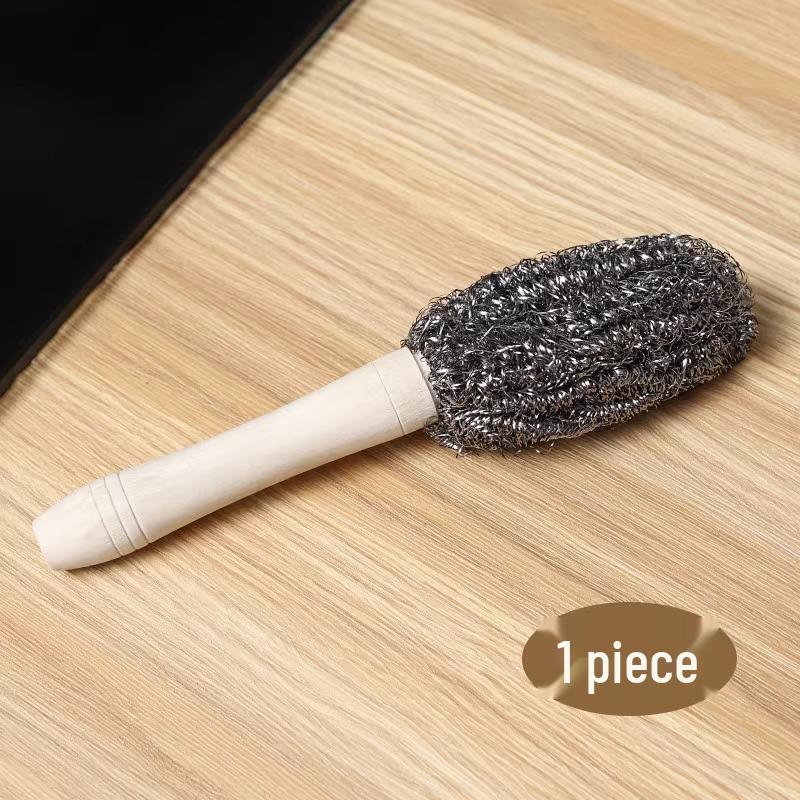 

Деревянная щетка для мытья посуды с длинной ручкой и проволокой из нержавеющей стали для чистки гриля, не линяющая щетина.