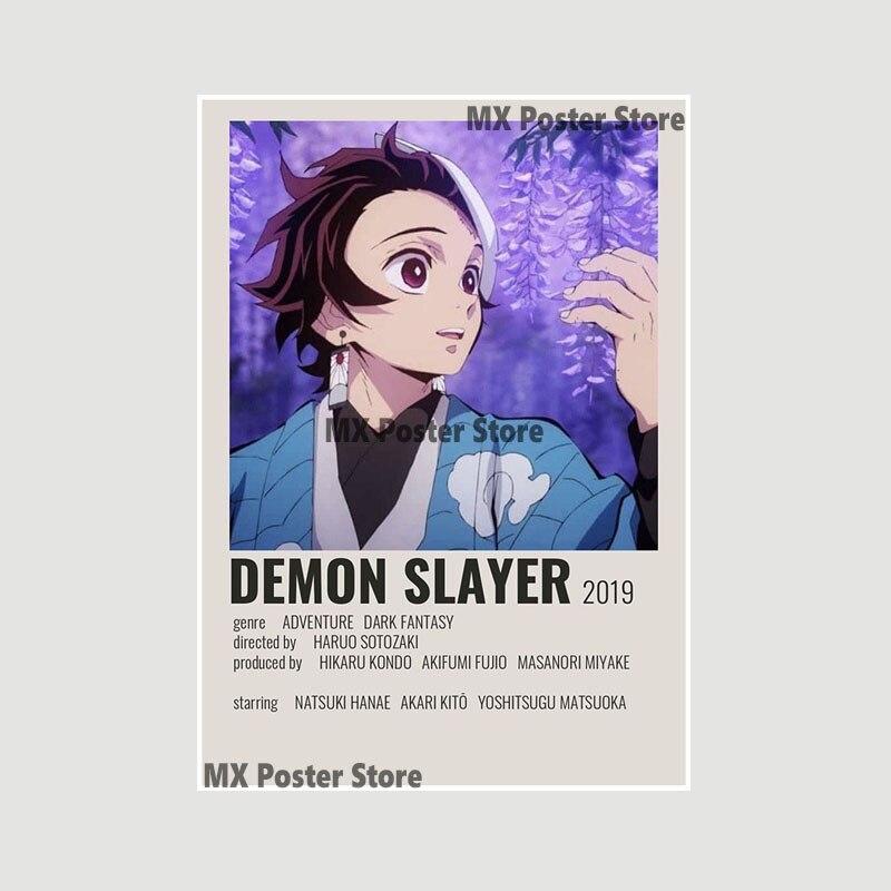 Demon Slayer White Paper Poster Classic Japan Anime Series Art Cartoon Painting Sticker for Home Bar Art Wall Decorative Mural