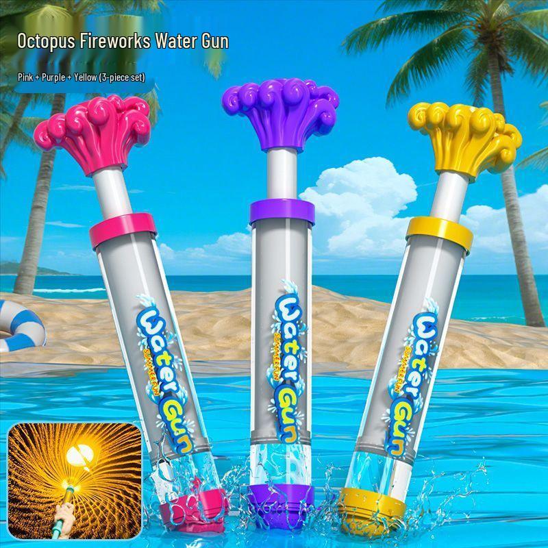 Fireworks Water Gun Toy: Pull-out Sprinkler Cannon for Kids' Beach & Water Play