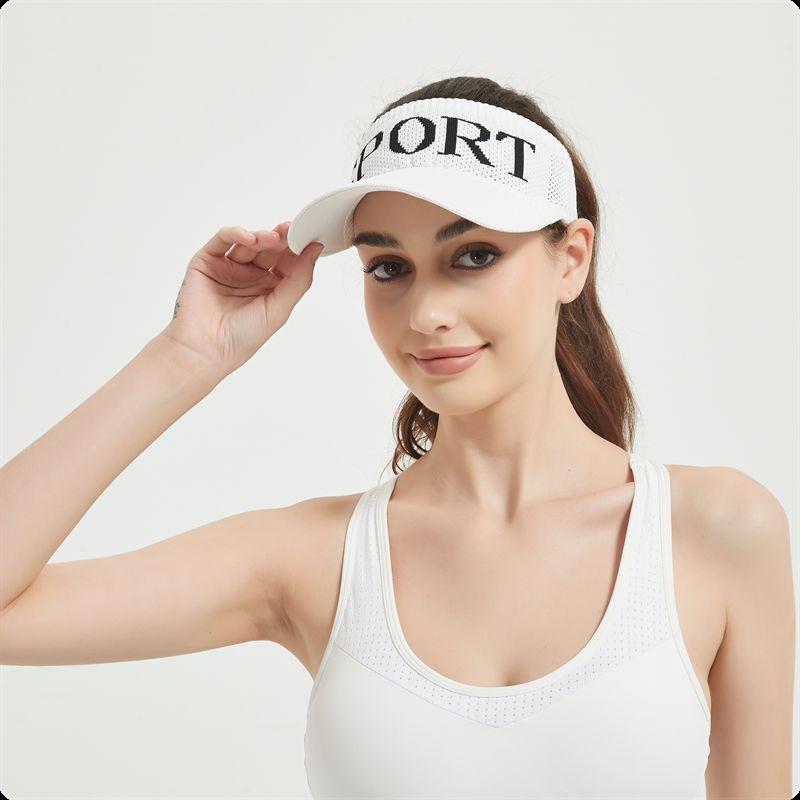 Sporty Mesh Sun Visor Hat with Letter Print, Lightweight Breathable Topless Cap for Running, Golf, Tennis & Outdoor Activities