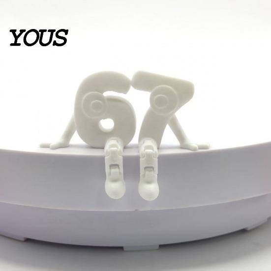 Anti-yellow Long Lasting Number Decor 3D Printed Movable Joint 6 & 7 Figurine Ornaments, Desktop Art Sculpture, High Precision Print Digit Statue,