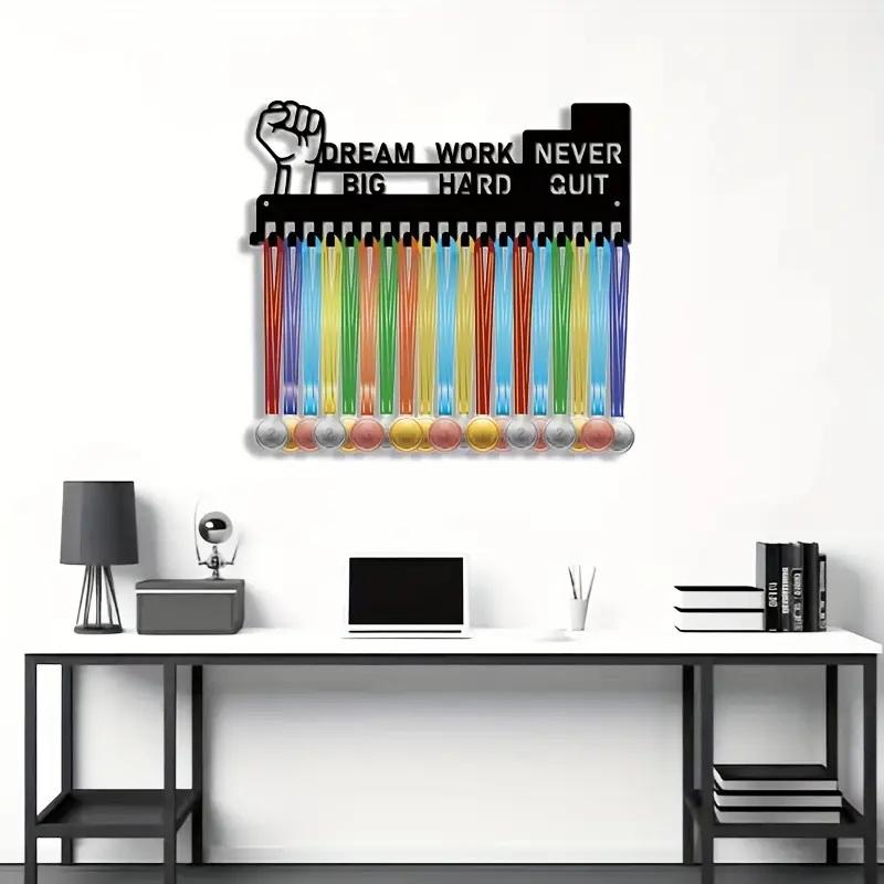 1Pcs 20Hooks Large Capacity Wall-Mounted Storage Hooks Multi-Functional Medal Awards Hanging Display Rack Key Hooks Home Decor