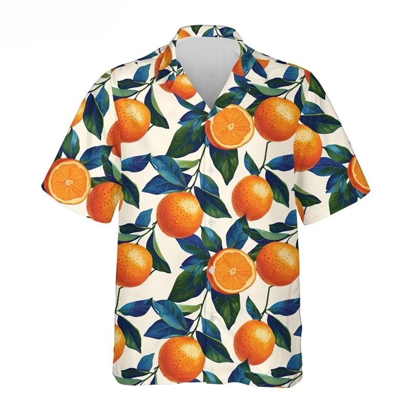 Funny Chili Fruit Pattern Shirt for Men 3D Print Pepper Hawaiian Shirts Summer Button Short Sleeve Top Street Lapel Aloha Blouse