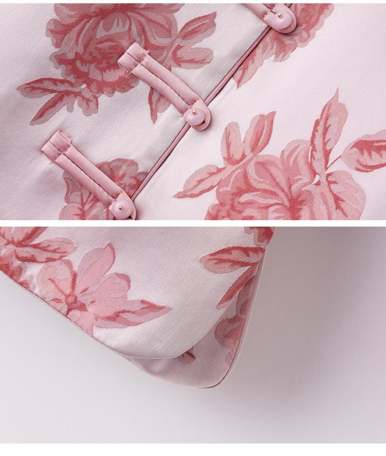 Women's 2025 Spring Floral Frog Button Jacket - Round Neck, Loose Fit, Chinese National Style