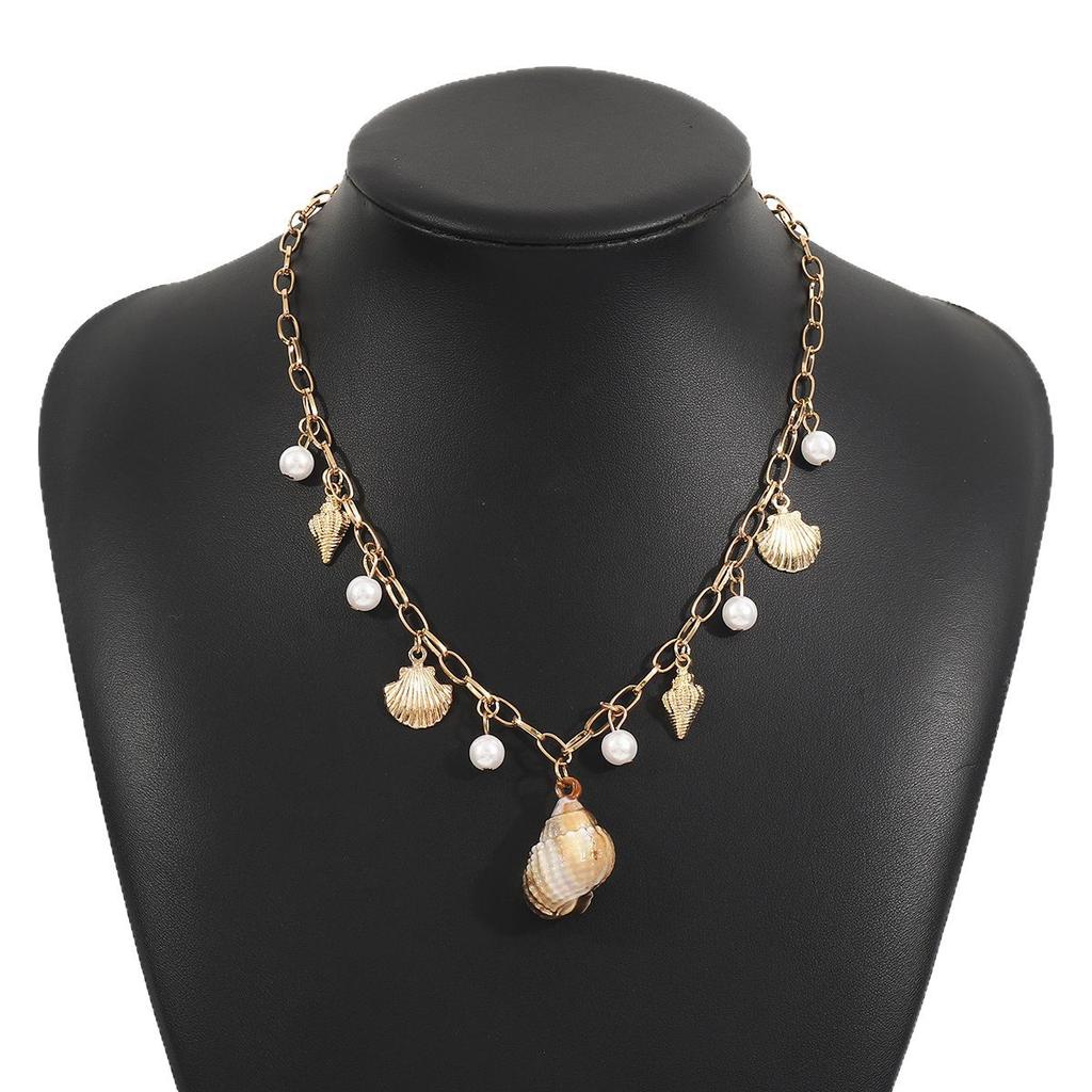Fashion Pearl Tassel Necklace Ocean Style Starfish Shell Pendant Beachwear Neck Decoration For Women
