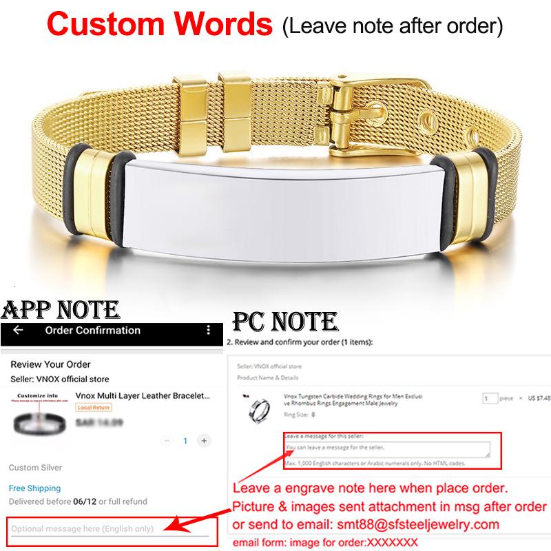 Vnox Mens Stainless Steel Custom Engrave ID Tag Bracelets Dad Gift Length Adjustable with Mesh Watch Band Jewelry Gift for Dad
