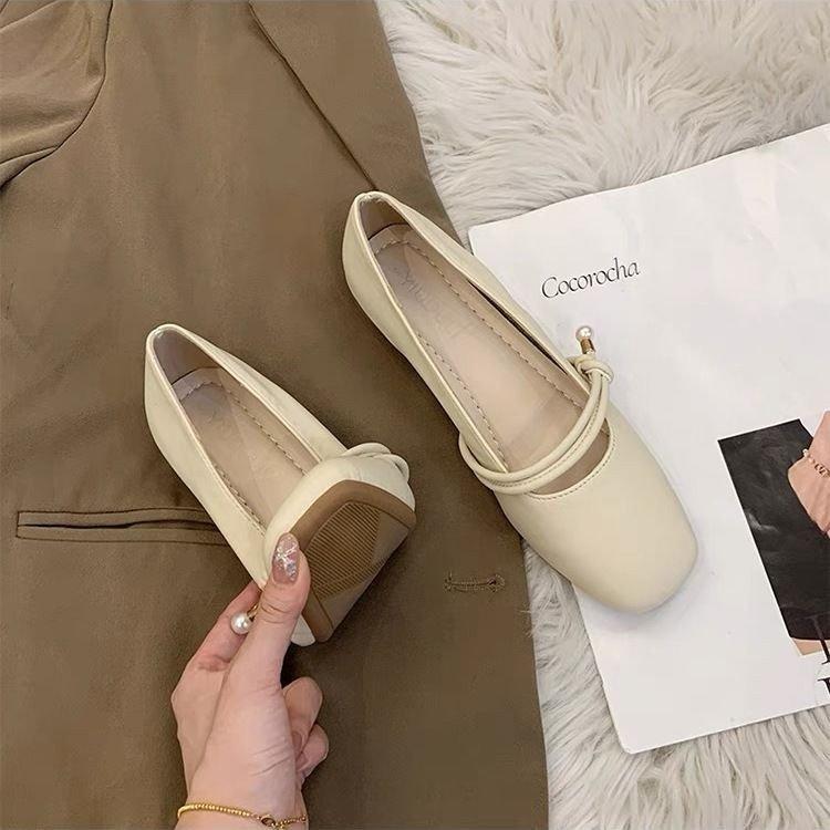Mary Jane Fairy with Skirt Shallow Mouth Single Shoes Girl 2025 Spring New Late Evening Wind Gentle Flat-soled Grandma Ladle Shoes