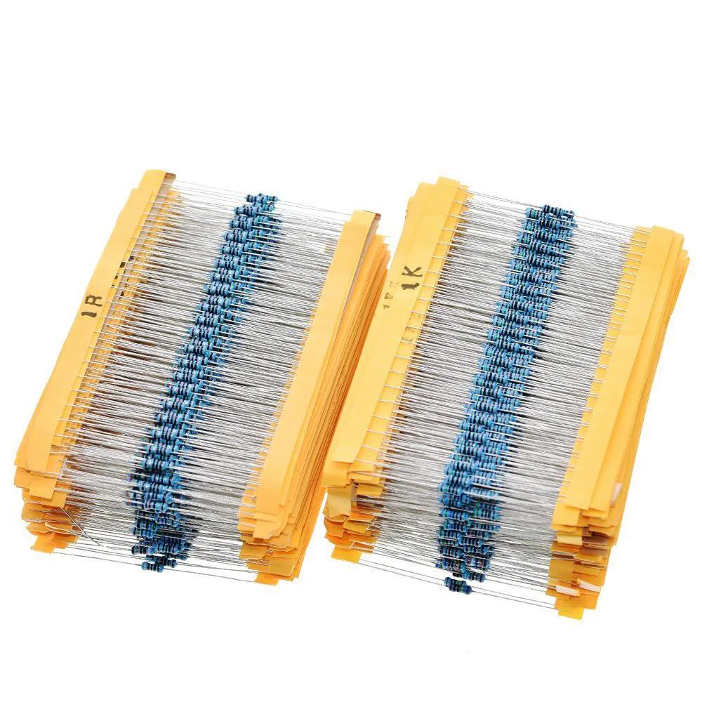 

Набір резисторів 600 шт. 1% Опір 1/4 Вт Набір металоплівкових резисторів 10 Ом ~ 1 МОм 30 значень Набір електронних компонентів 600PCS no box