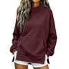 Women's High Neck Side Slit Sweatshirt Lightweight Loose Fit Long Sleeve Pullover for Fall