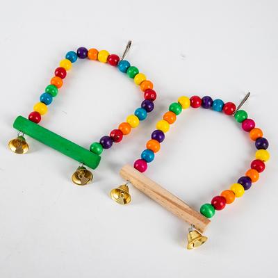 Natürliche Holz Papageien Schaukel Spielzeug Vögel Barsch Hängen Schaukeln Käfig Bunte Perlen