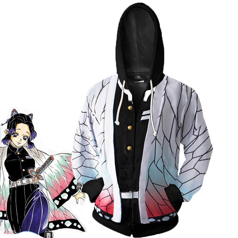 Soft And Durable Demon Slayer Kimetsu No Yaiba Kochou Shinobu Hoodie With Vibrant 3d Pattern Design