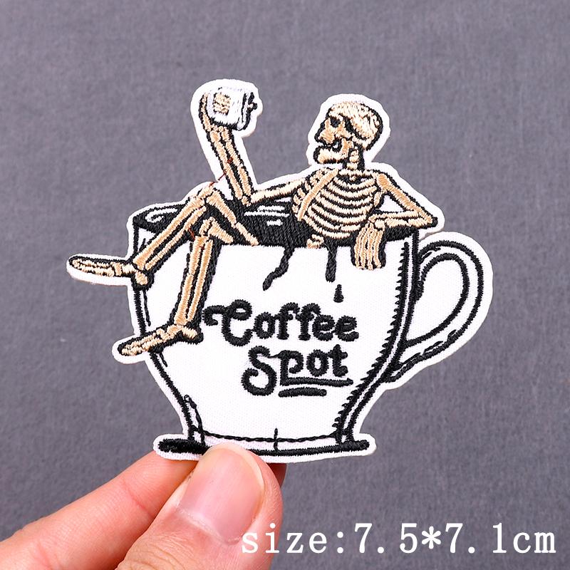Punk Skull Embroidery Patch Iron On Patches For Clothes Landscape Embroidered Patches For Clothing Hip Hop Patch Stickers Badges