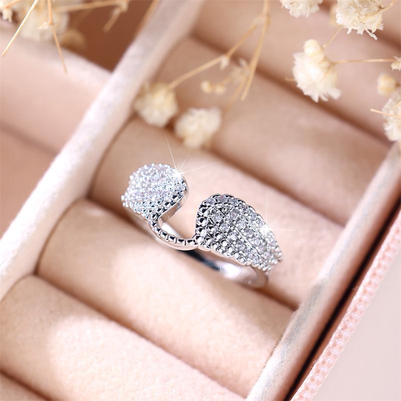 Cute Female White Zircon Stone Ring Trendy Silver Color Engagement Rings For Women Small Wedding Jewelry Gift