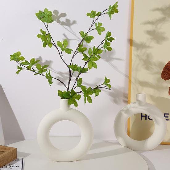 Plastic Circle Flower Vase Minimalist Modern Flower Holder Container Home Office Table Centerpiece Decorative Floral Plants Vase
