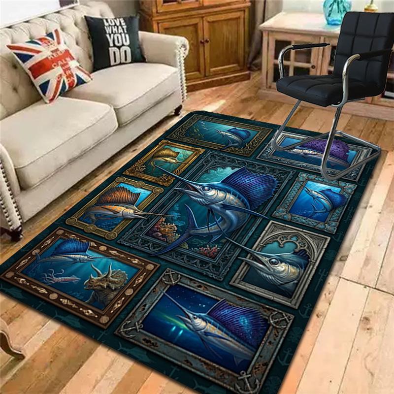 Marine Life Collection Pattern Rug Floor Mat for Living Room or Bedroom Soft and Comfortable Carpet a Gift for Birthday and Holiday.