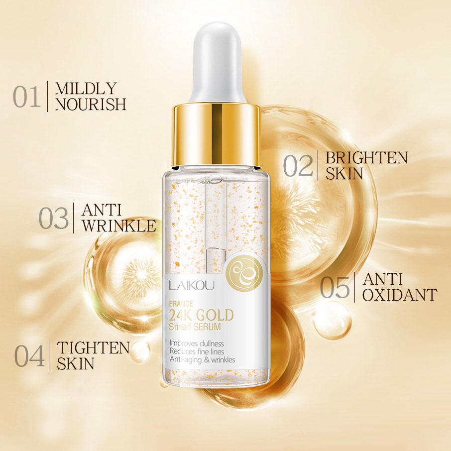 Anti-wrinkle Anti-Aging Serum with Snail and 24K Gold Moisturizing Serum with Extract 17ml