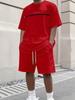 Men's Letter Print Crew Neck Short Sleeve Stylish Streetwear Men's Fashion Set Summer Casual Outdoor Vacation Two-Piece Set