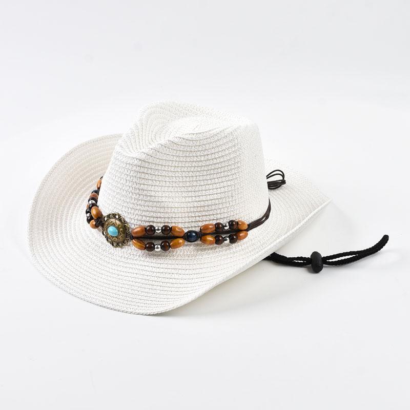 

Straw Western Cowboy Hat For Woman Men Foldable Wide Brim Summer Sun Hats Outdoor Vacation Beach Cowgirl Hat One Size белый
