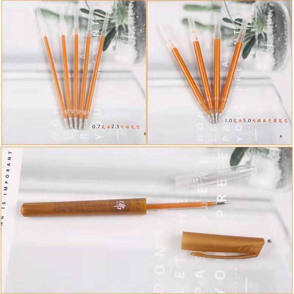 100/20 pcs Large Capacity Glitter Gold Pen Refills 0.7mm Scripture Copying Penholder  Art Drawing