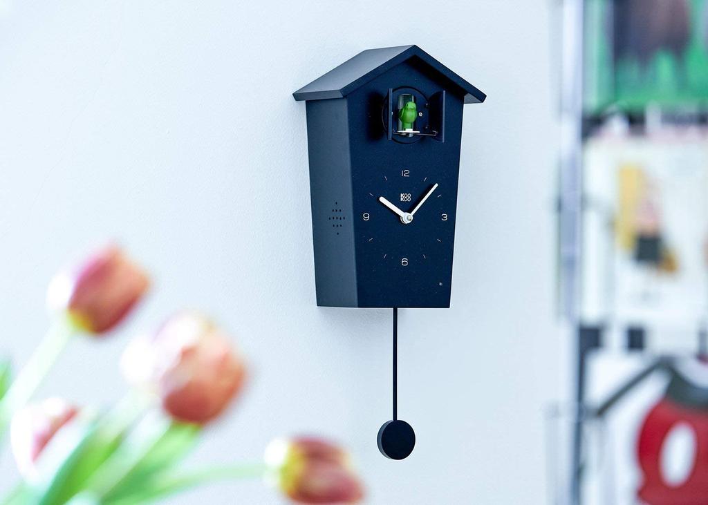 KOOKOO Bird House Black 12 types of bird songs tell the time Pendulum clock Enjoy 12 types of bird songs Wall clock Cuckoo clock Cuckoo clock Wall