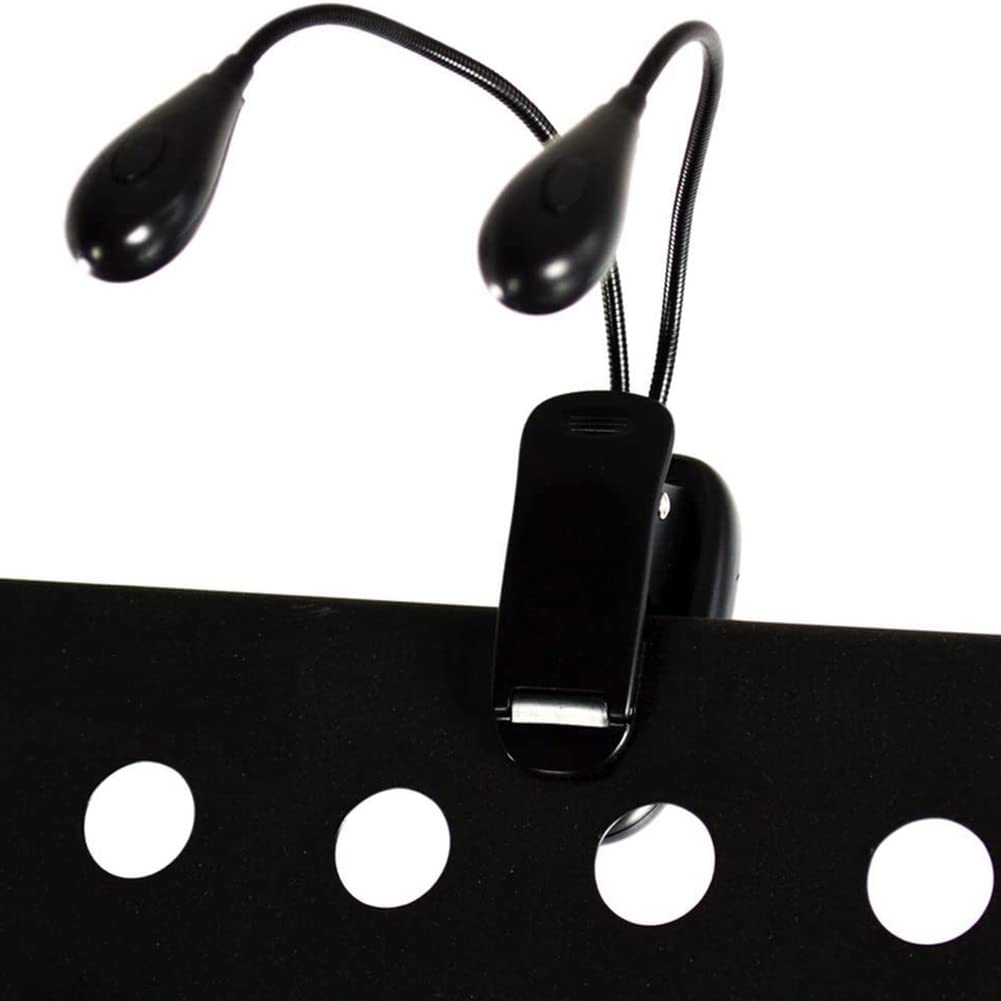 Ahvqevn 2pcs Music Stand Light Clip-on LED Book Light Dual Arm Reading Lamp for Bedside Books 360 Degree Adjustable Clip