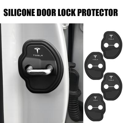 2/4Pcs Silicone Car Door Lock Cover Protective Buckle Sticker For Model 3 Model S X Model Y Roadster SpaceX Cybertruck