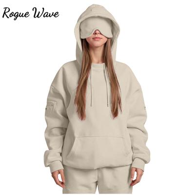 RogueWave Sudadera con Capucha Talla Grande para Mujer con Máscara para Ojos Niñas Liso Manga Larga Informal Sudadera Ropa Deportiva Exterior Montar Pulóver Oversize