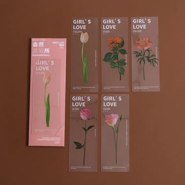 Flower Leaves Series Bookmarks for Books PVC Book Mark Page Marker Kids Kawaii Stationery Student School Supplies