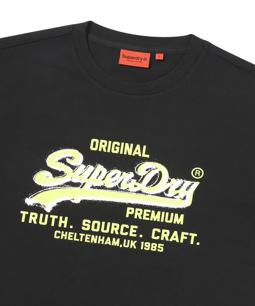 Syupeodeulai Sprayed Vintage Logo T-Shirt Black Sduiscp91Blk