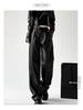 Women's 2025 Black Leather Wide-Leg Slimming High-Waisted Pants